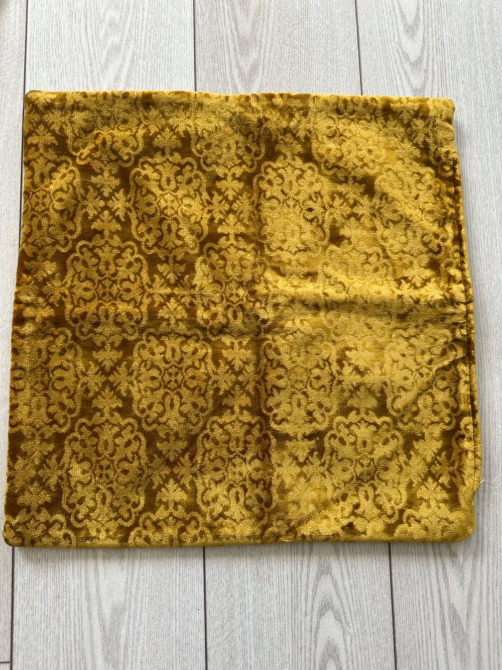 Gold Damask Velvet Decorative Pillow Cover 18 x 18 inches